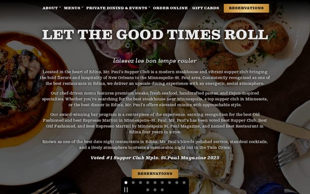 Screenshot of mrpaulssupperclub.com