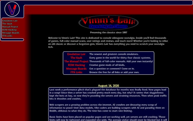 Screenshot of vimm.net