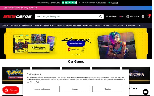 Screenshot of bescards.nl