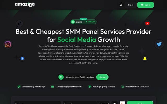 Screenshot of amazingsmm.com