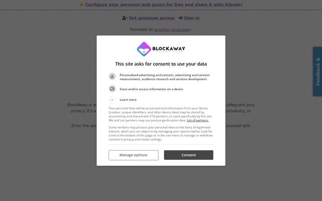 Screenshot of blockaway.net