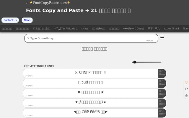 Screenshot of fontcopypaste.com