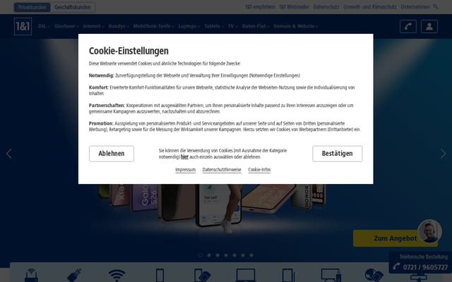 Screenshot of 1und1.de