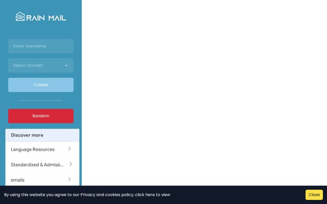 Screenshot of rainmail.xyz