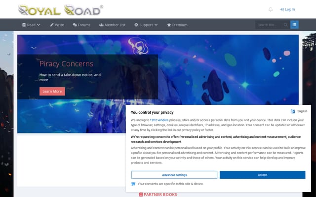 Screenshot of royalroad.com