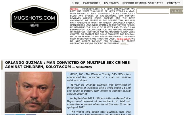 Screenshot of mugshots.com