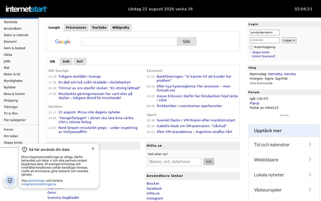 Screenshot of internetstart.se