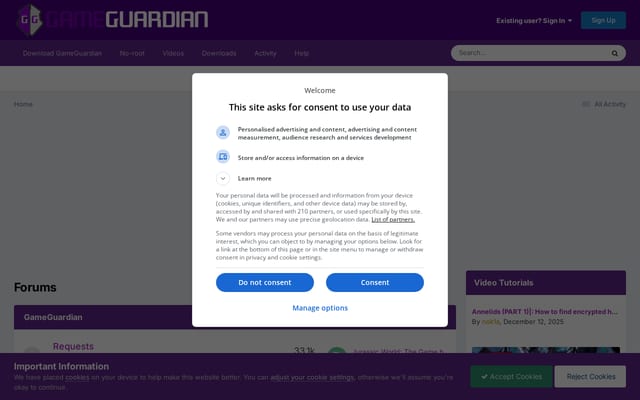 Screenshot of gameguardian.net