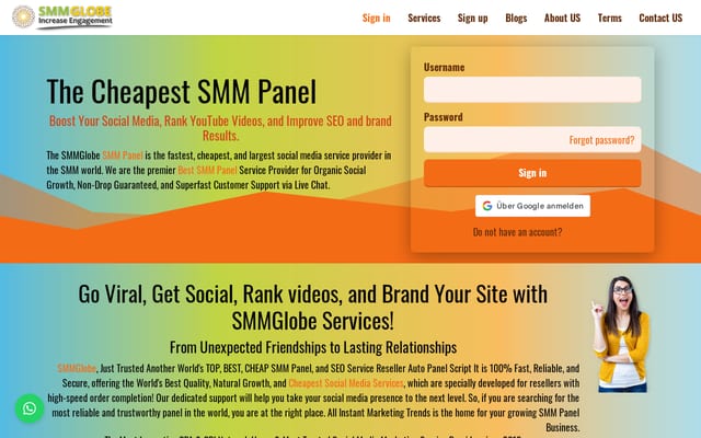Screenshot of smmglobe.com