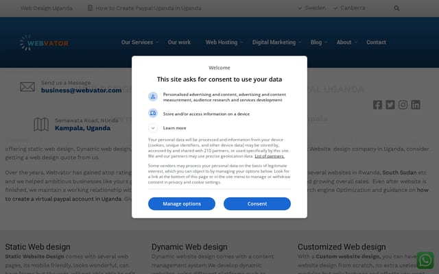 Screenshot of webvator.com