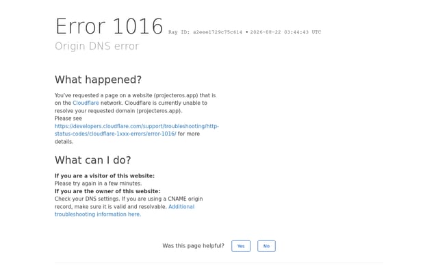 Screenshot of projecteros.app