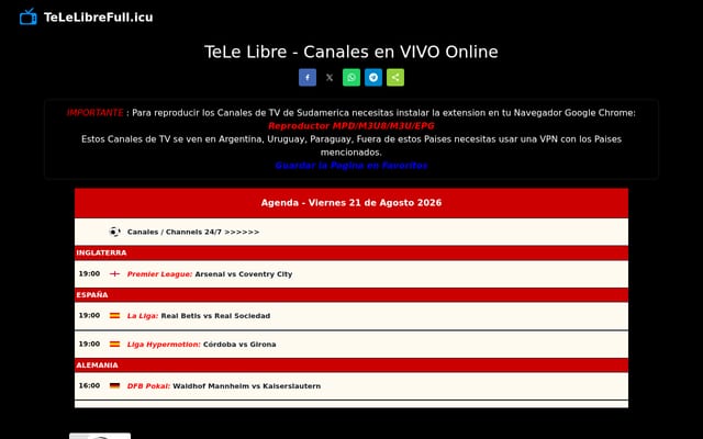 Screenshot of tele-libre.fans