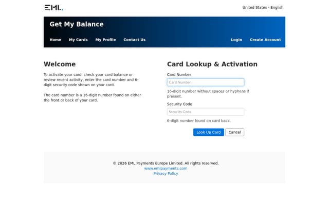 Screenshot of getmybalance.com