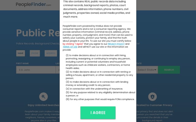 Screenshot of peoplefinder.com