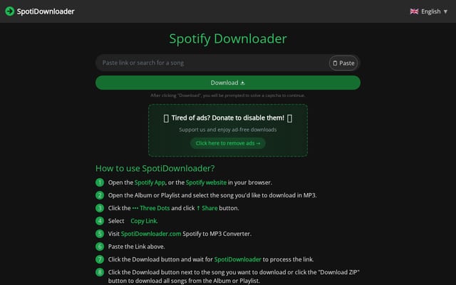 Screenshot of spotidownloader.com
