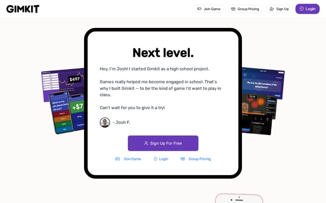 Screenshot of gimkit.com