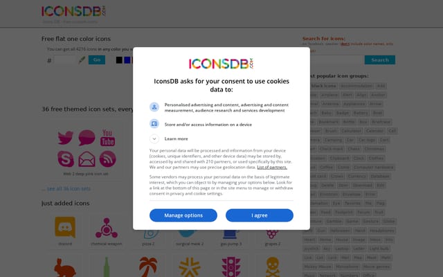 Screenshot of iconsdb.com
