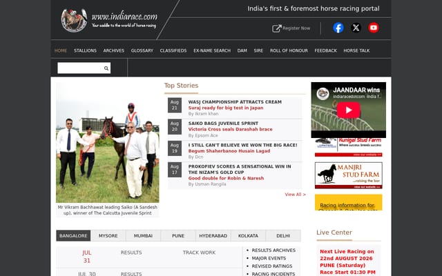 Screenshot of indiarace.com