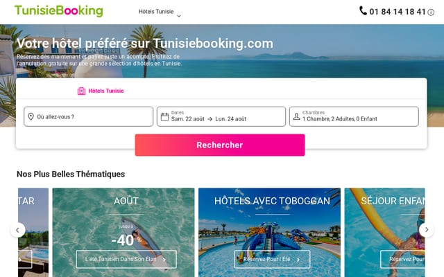 Screenshot of tunisiebooking.com