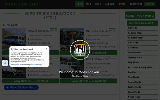 Screenshot of mods4u.in