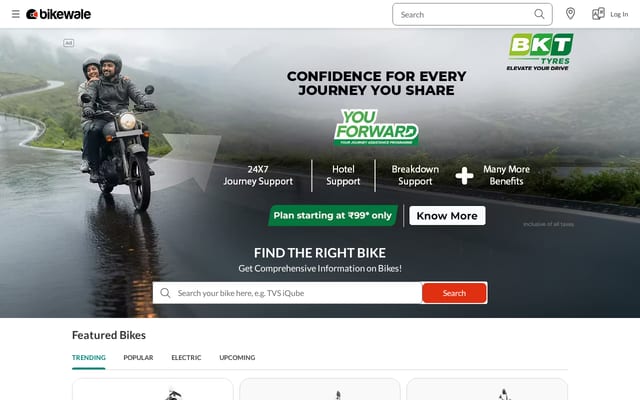 Screenshot of bikewale.com
