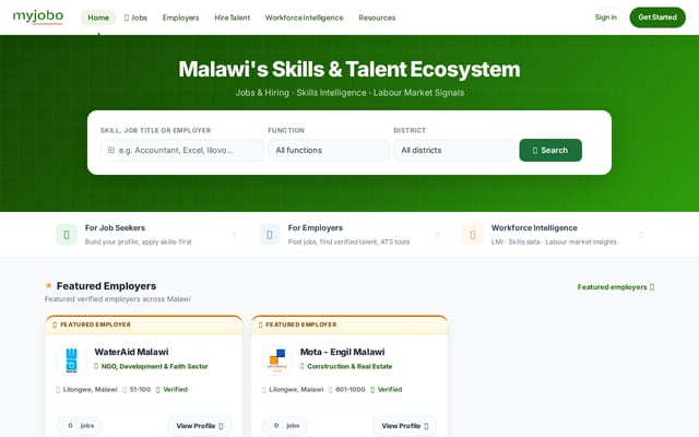 Screenshot of myjobo.com