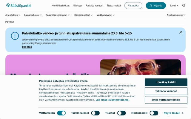 Screenshot of saastopankki.fi