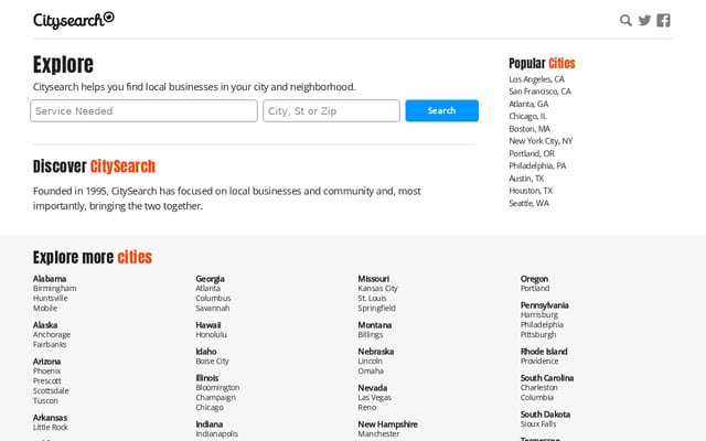 Screenshot of citysearch.com