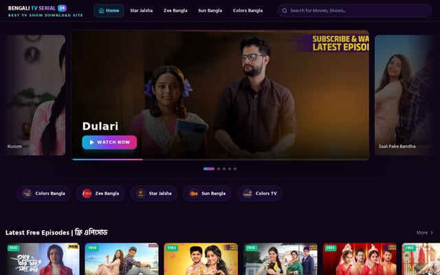 Screenshot of bengalitvserial24.com