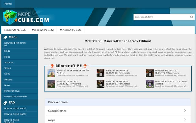 Screenshot of mcpecube.com
