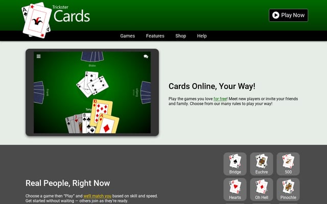 Screenshot of trickstercards.com