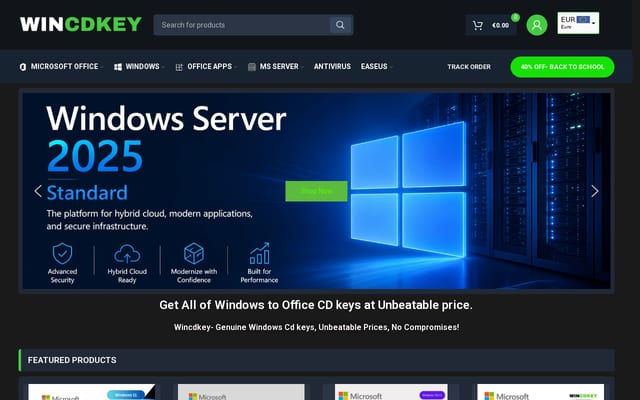 Screenshot of wincdkey.com
