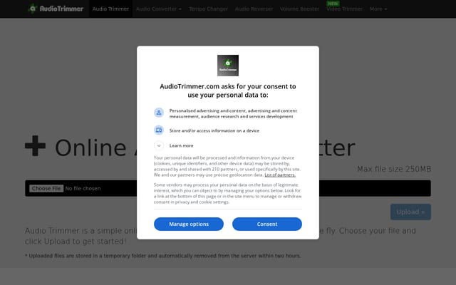 Screenshot of audiotrimmer.com