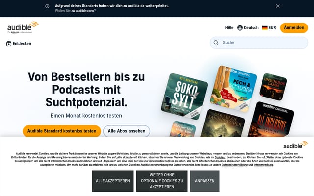 Screenshot of audible.com