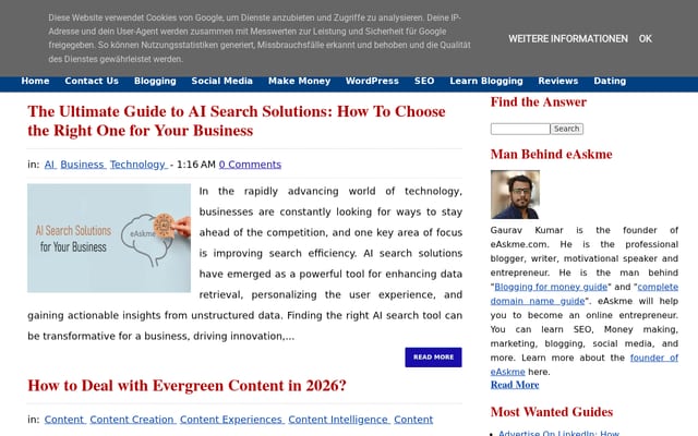 Screenshot of easkme.com