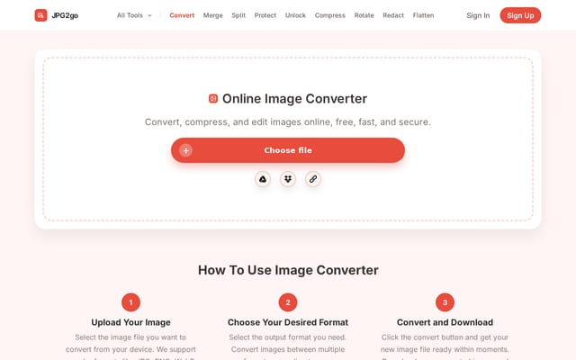 Screenshot of jpg2go.com