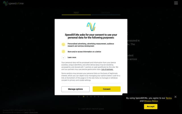 Screenshot of speedof.me