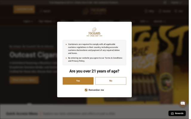 Screenshot of 70cigar.com