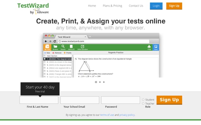 Screenshot of testwizard.com
