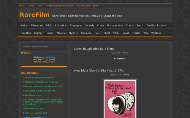 Screenshot of rarefilm.net