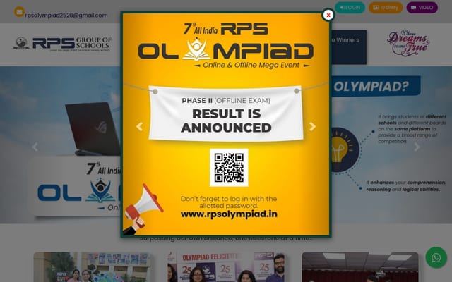 Screenshot of rpsolympiad.in