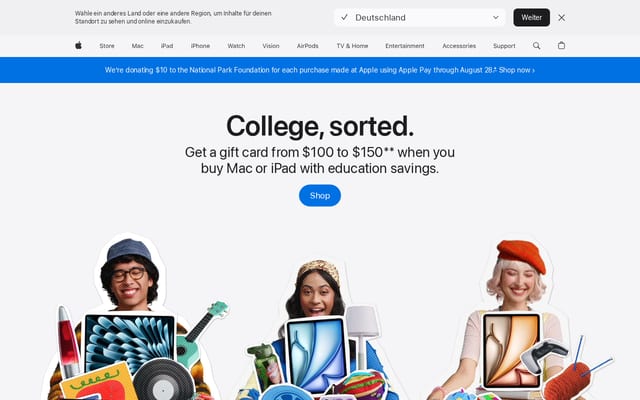 Screenshot of apple.com