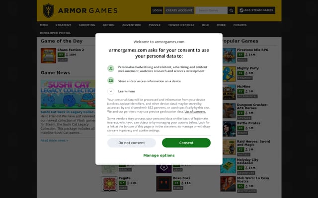 Screenshot of armorgames.com
