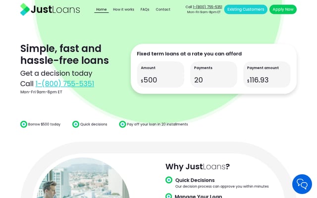 Screenshot of just.loans