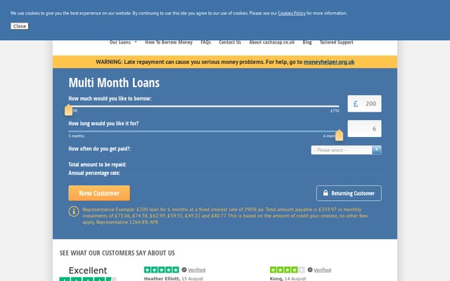 Screenshot of cashasap.co.uk