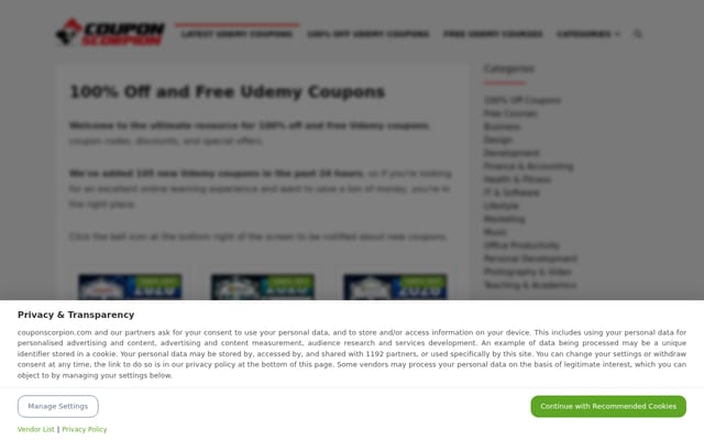 Screenshot of couponscorpion.com