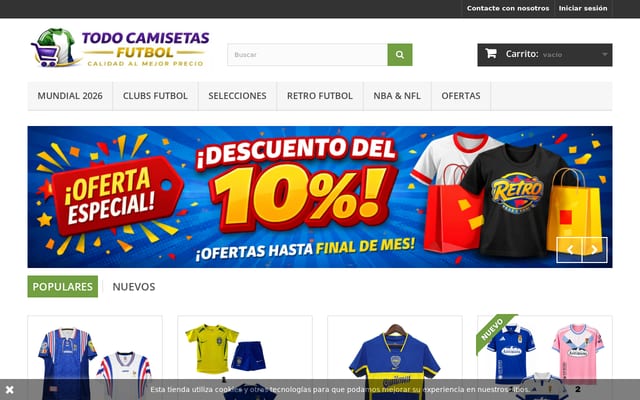 Screenshot of todocamisetasfutbol.com