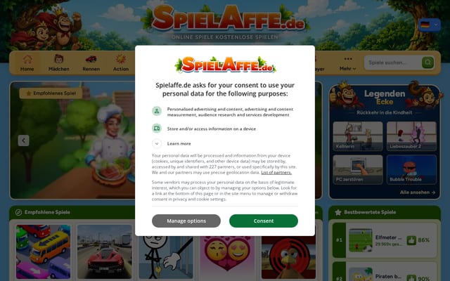 Screenshot of spielaffe.de