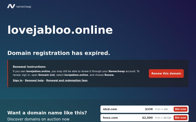 Screenshot of lovejabloo.online