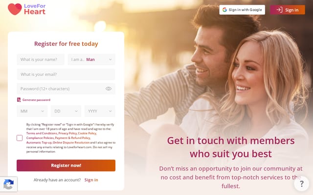 Screenshot of loveforheart.com